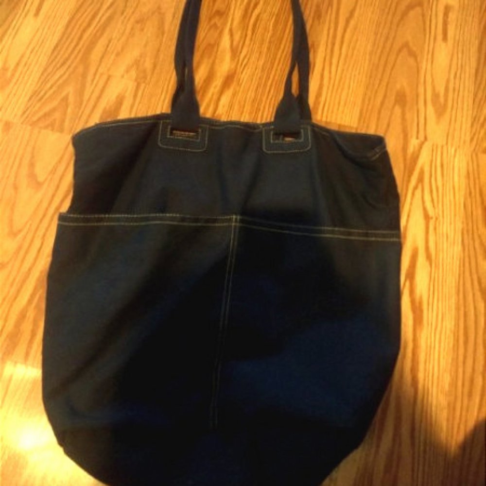 Black Tote Bag (hot pink interior)